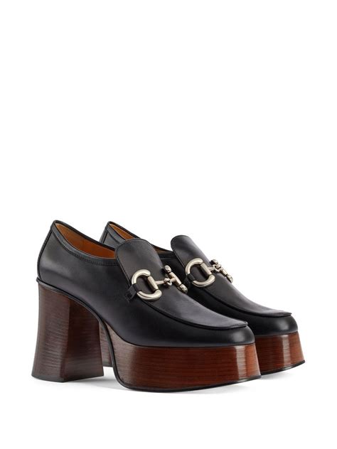 gucci horsebit buckle platform loafers|Gucci platform horsebit loafers.